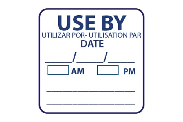 25mm x 25mm USE BY LABEL