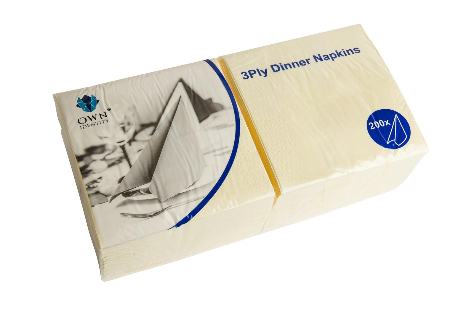 40CM X 40CM 3PLY 4 FOLD DEVON CREAM NAPKINS