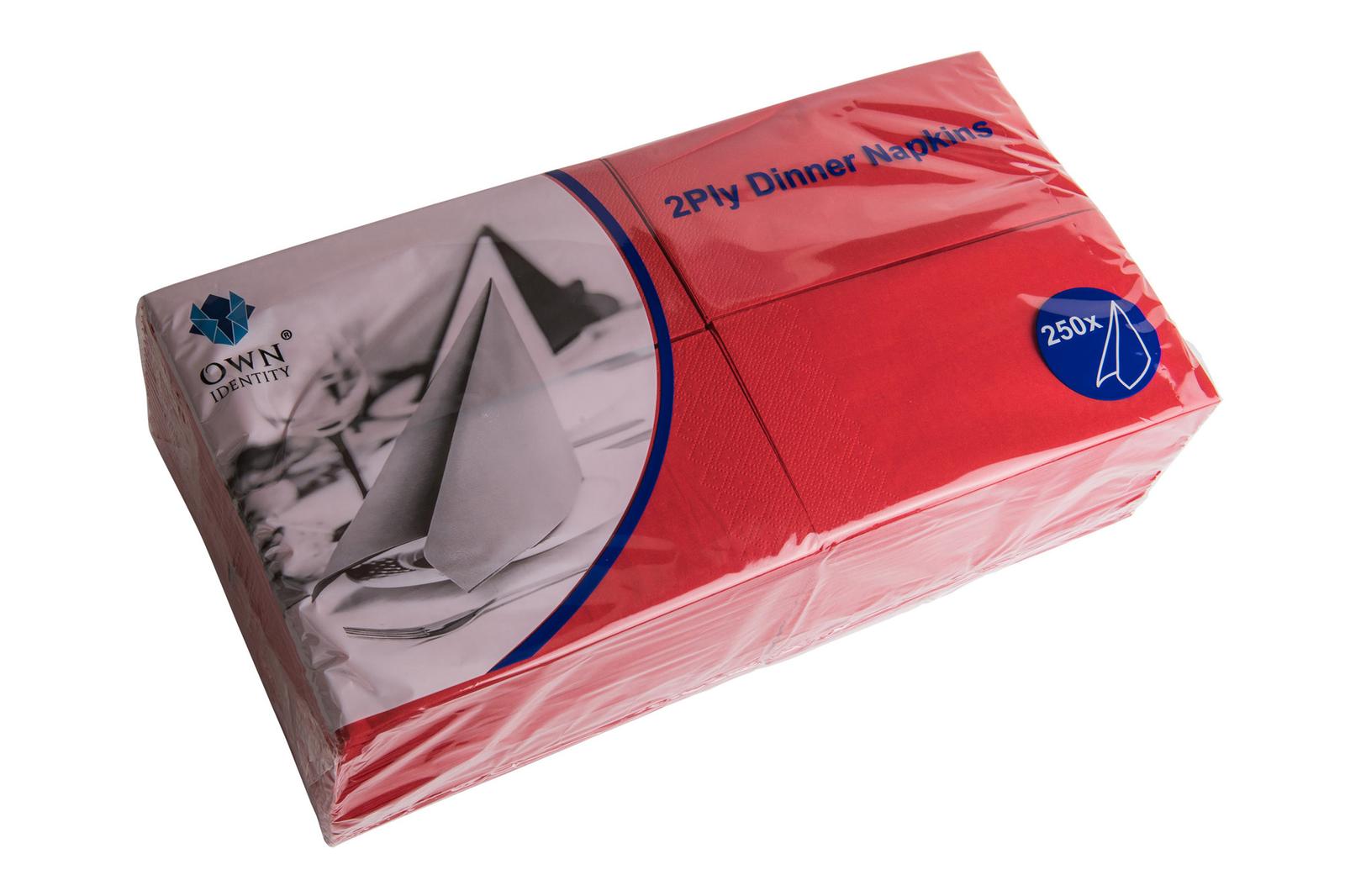 40CM X 40CM 2PLY 8 FOLD RED NAPKINS