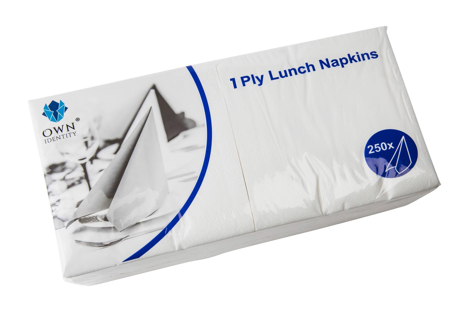 30CM X 30CM 1PLY 4 FOLD WHITE NAPKINS