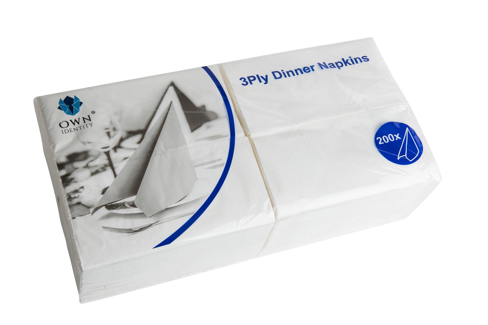 40CM X 40CM 3PLY 8 FOLD WHITE NAPKINS
