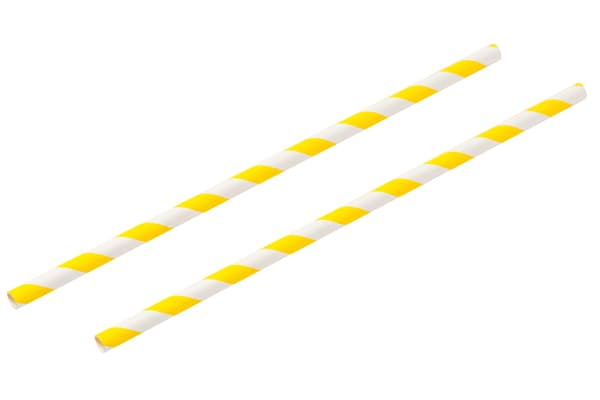 8INCH - Yellow & White Paper Straw BOXED