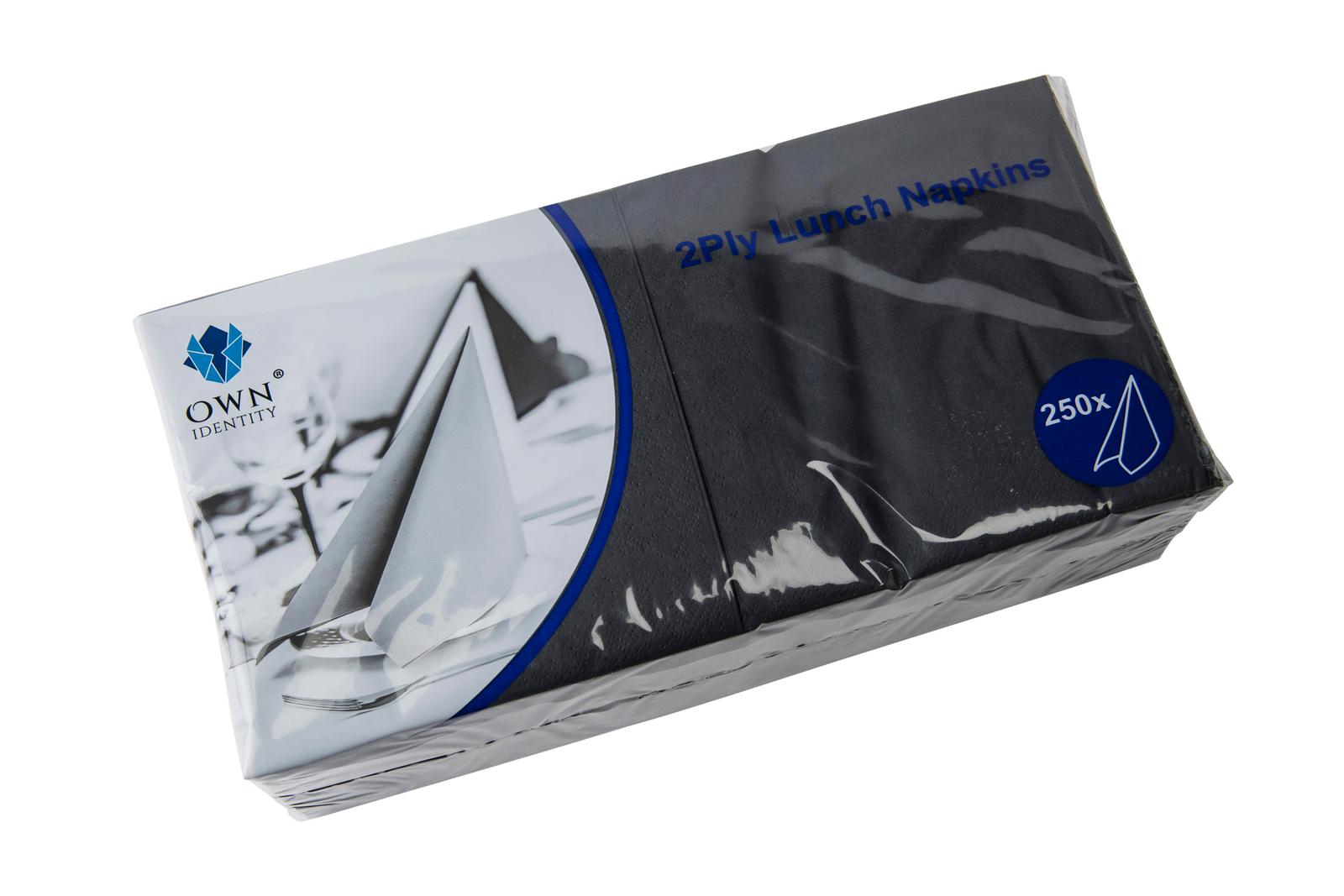 33CM X 33CM 2PLY 4 FOLD BLACK NAPKINS