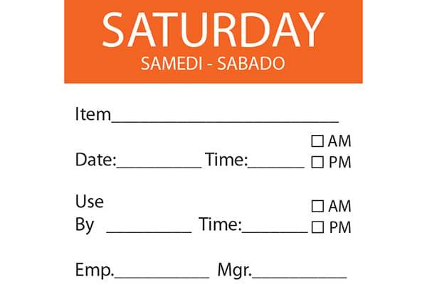50 x 50mm - SATURDAY Day Label