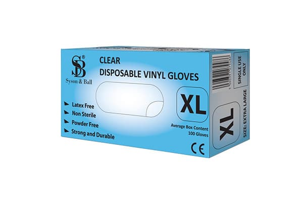 EXTRA LARGE CLEAR POWDER FREE VINYL GLOVES