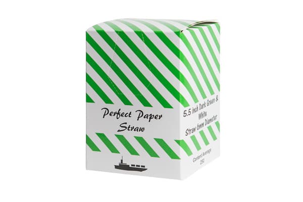 140MM - Dark Green & White Paper Straw