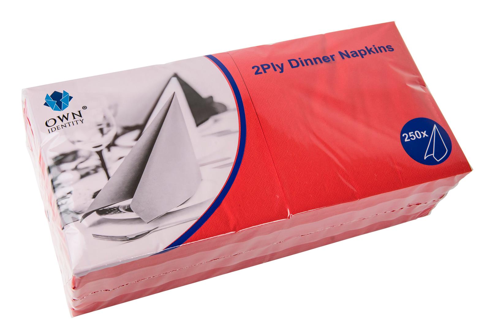 40CM X 40CM 2PLY 4 FOLD RED NAPKINS