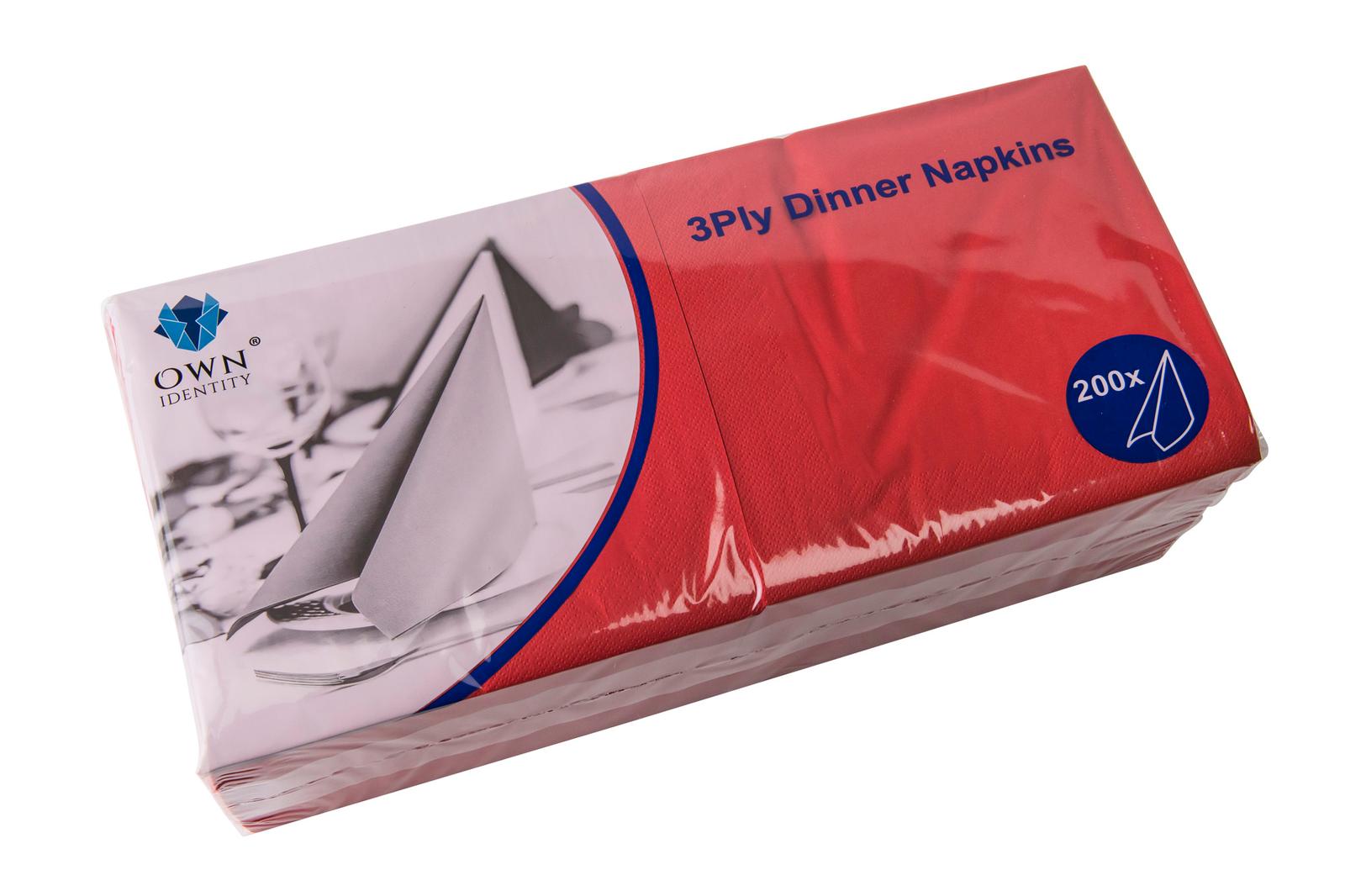 40CM X 40CM 3PLY 4 FOLD RED NAPKINS