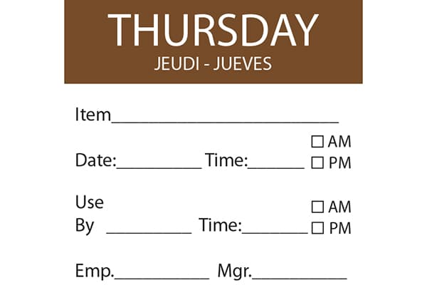50 x 50mm - THURSDAY Day Label