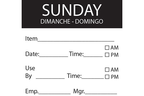 50 x 50mm - SUNDAY Day Label