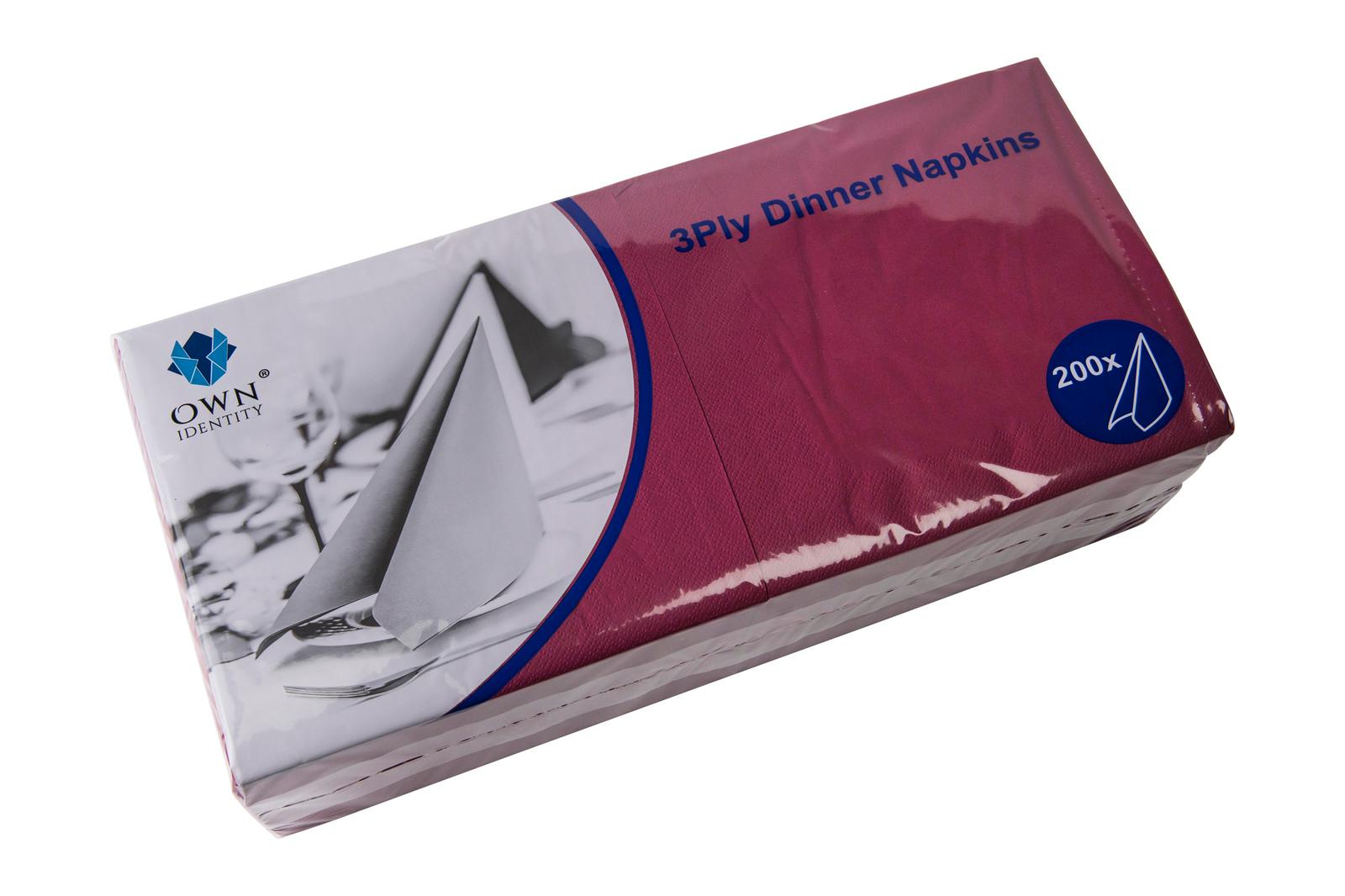 40CM X 40CM 3PLY 4 FOLD BURGANDY NAPKINS