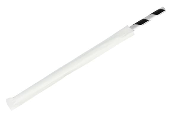 8 Inch Paper Wrapped Black & White Paper Straws