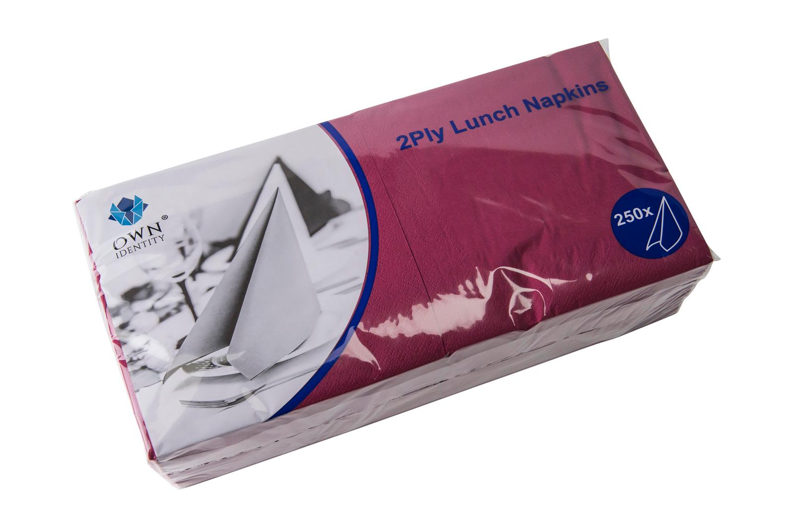 33CM X 33CM 2PLY 4 FOLD BURGANDY NAPKINS