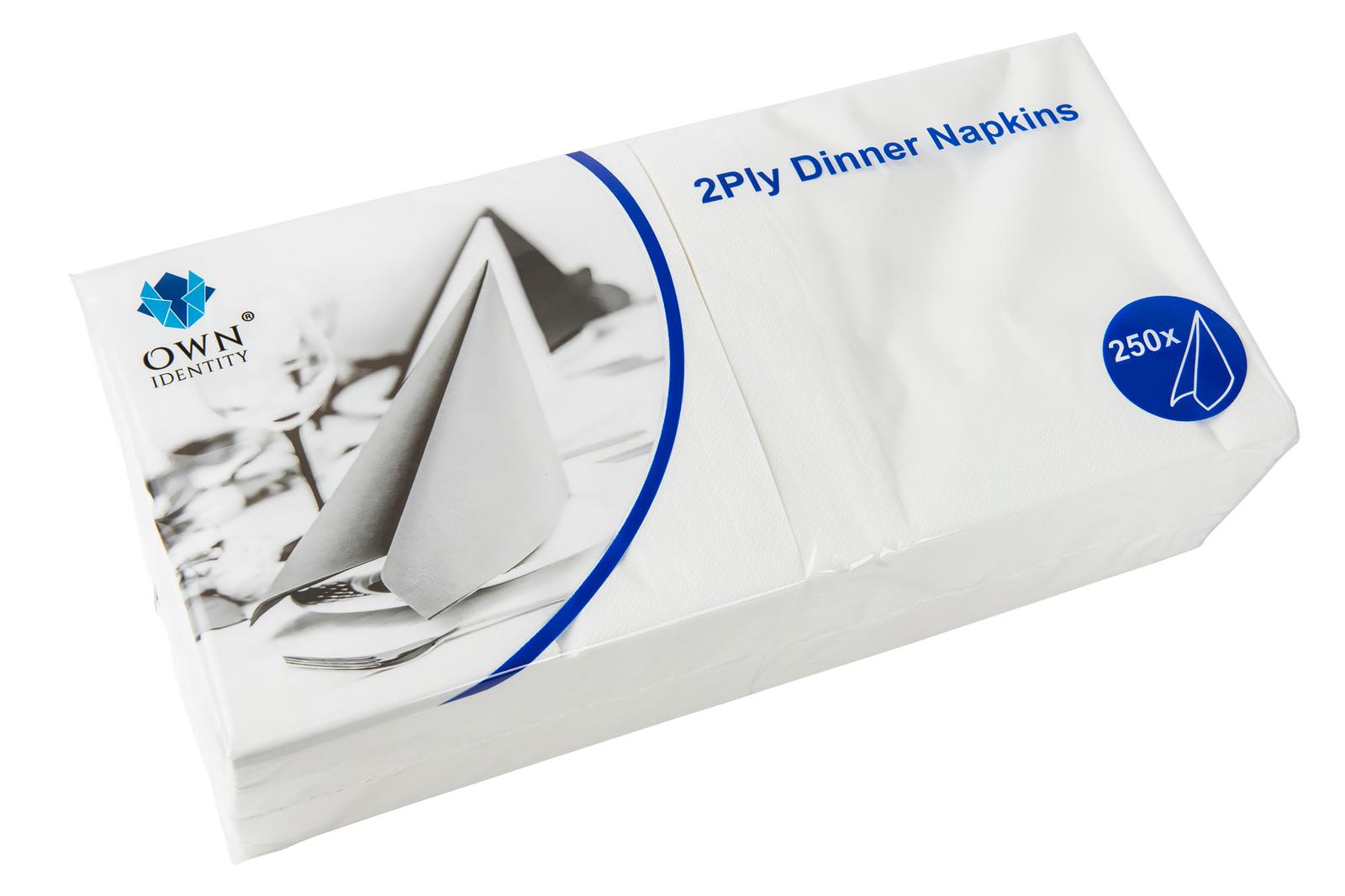 40CM X 40CM 2PLY 4 FOLD WHITE NAPKINS