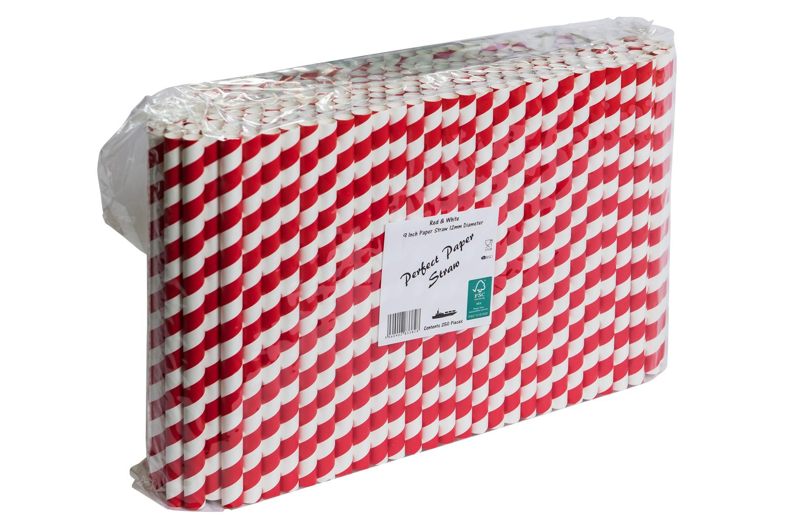 9INCH - Red & White Paper Straw