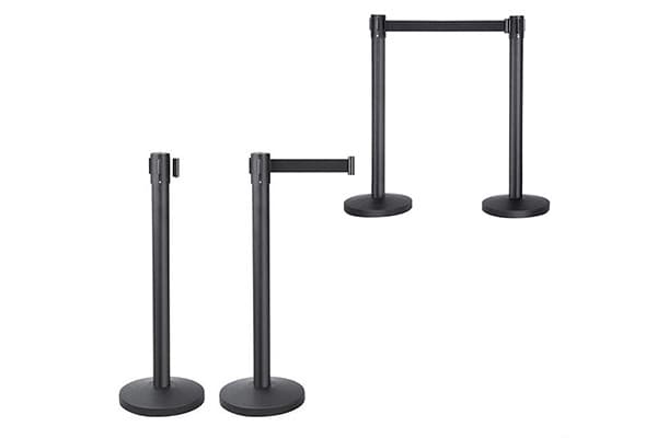 2Mtr Black Retractable Barrier