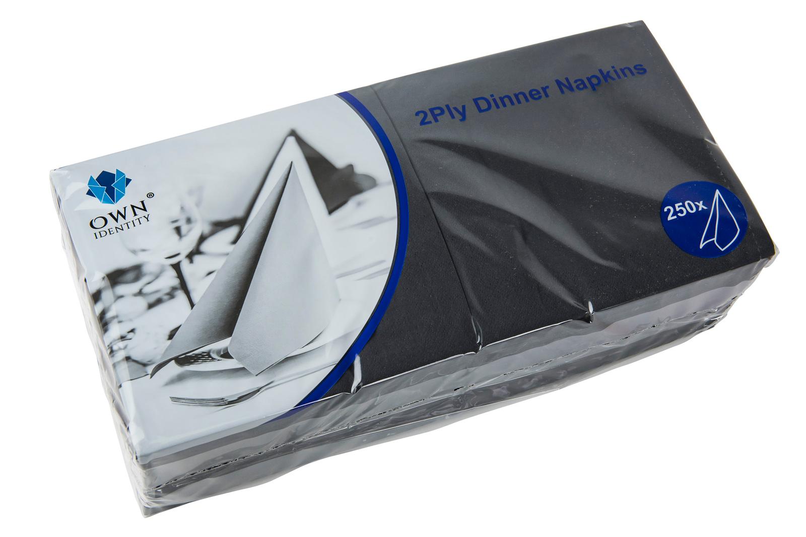 40CM X 40CM 2PLY 4 FOLD BLACK NAPKINS