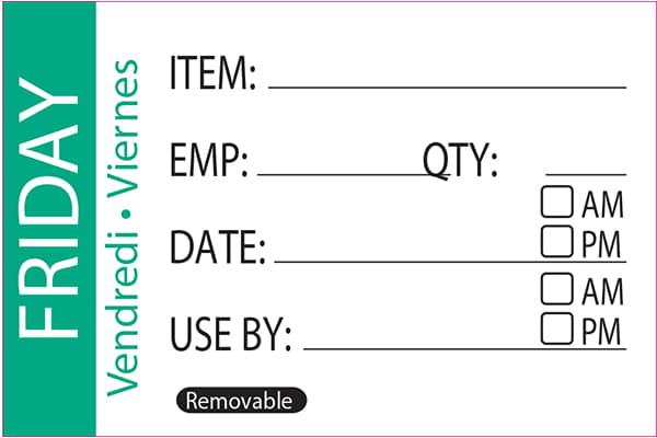 50 x 75mm - FRIDAY Day Label