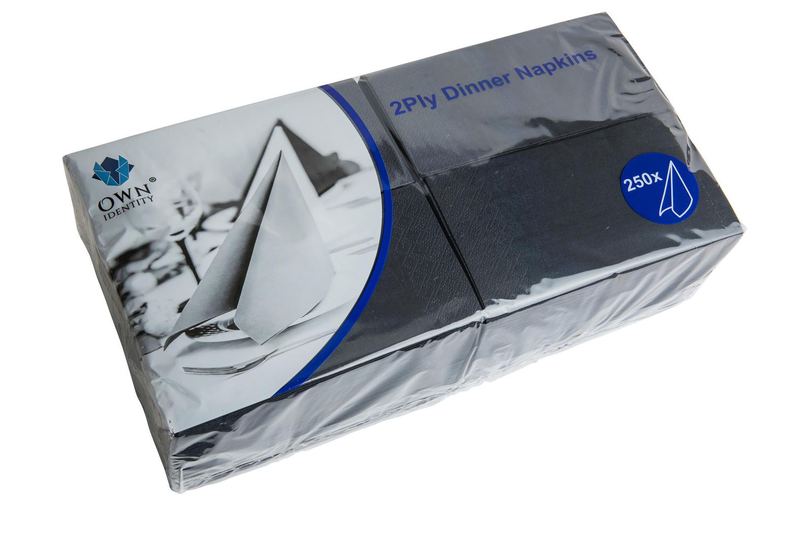 40CM X 40CM 2PLY 8 FOLD BLACK NAPKINS