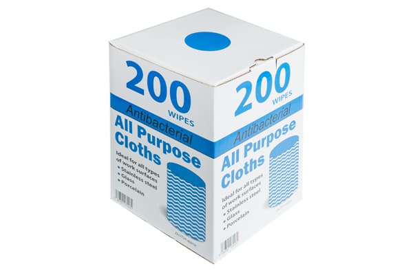 Antibacterial All Purpose Cloths - Blue 200 Sheets Per Roll