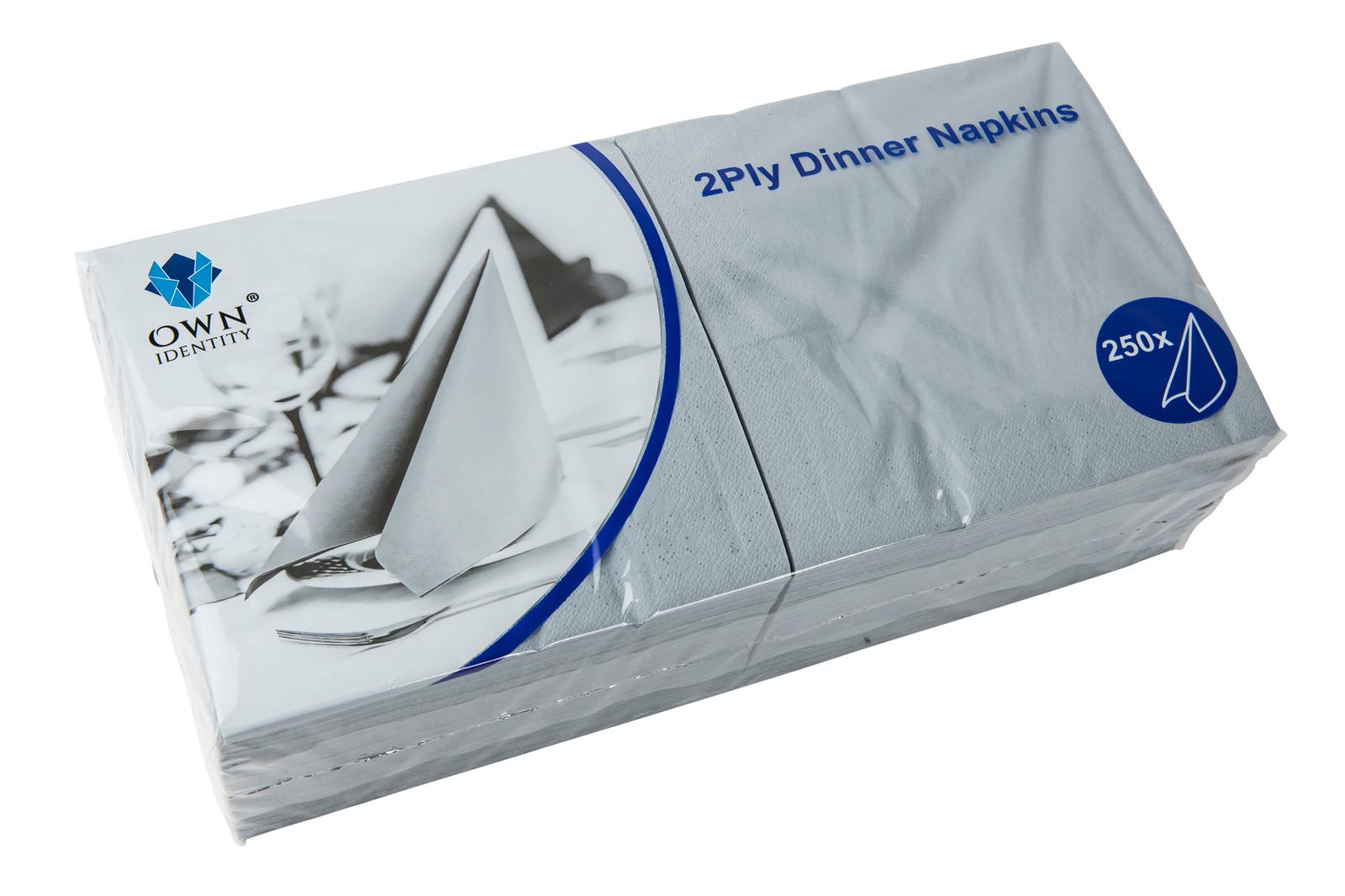 40CM X 40CM 2PLY 4 FOLD GRAY NAPKINS
