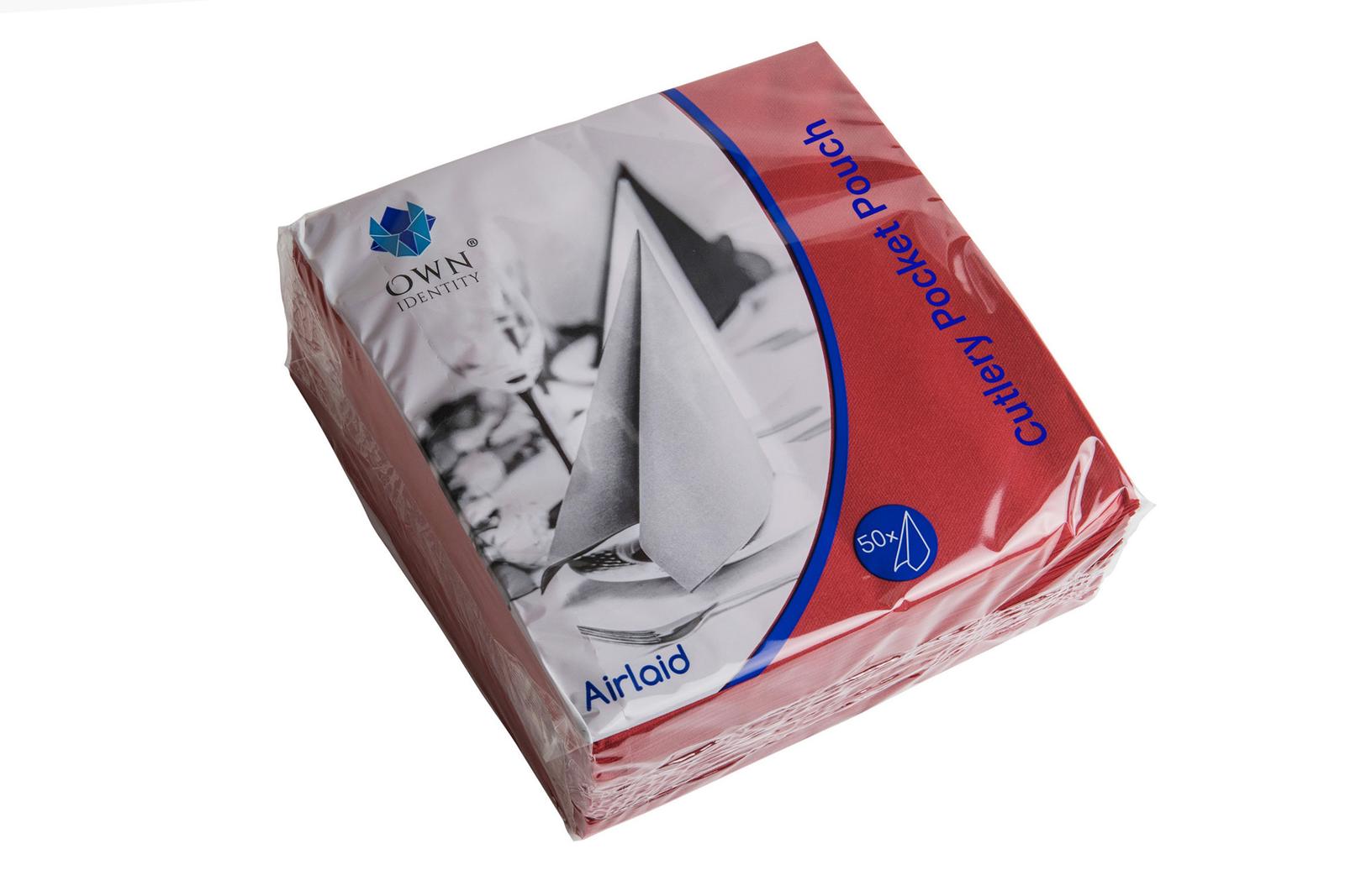 40cm Burgundy 8 fold Airlaid Pocket Napkins