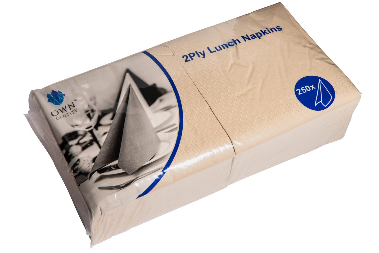 33CM X 33CM 2PLY 4 FOLD NATURAL NAPKINS