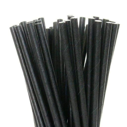 Black Paper Drinking Straws 8", 250 Straws